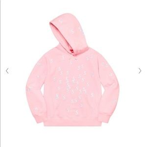 Authentic supreme embroidered S hoodie pink
